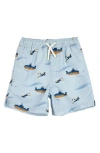 Petit Lem Kids' Submarine Print Swim Trunks In Light Blue