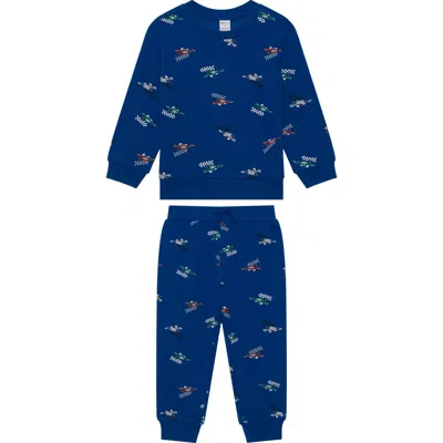 Petit Lem Kids' Sweatshirt & Joggers Set In Blue