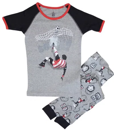 Petit Lem Kids Urban Soccer Pajama Set In Grey