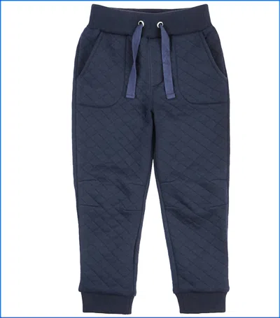 Petit Lem Kids Waffle Knit Pants In Blue