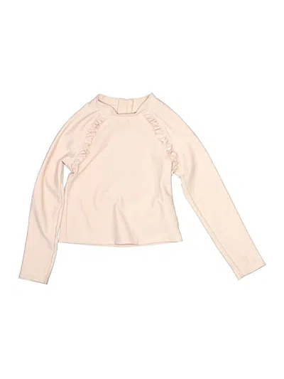 Pre-owned Petit Lem Kids' Long Sleeve Top Ivory Ruffles Neckline Tops