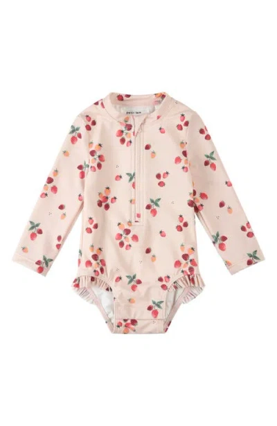 Petit Lem Babies'  Long Sleeve Upf 50+ One-piece Swimsuit In Pink