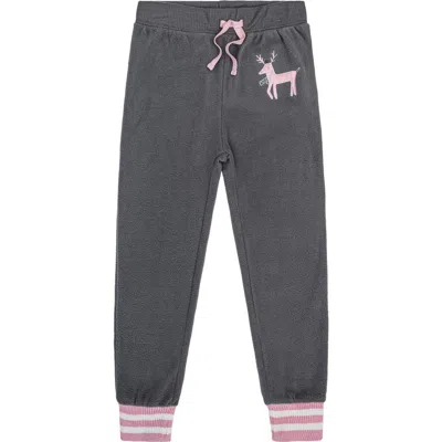 Petit Lem Kids'  Reindeer Print Polar Fleece Pajama Pants In Off White