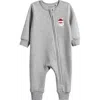 Petit Lem Santa Baby Stretch Organic Cotton Fitted One-piece Pajamas In Gray