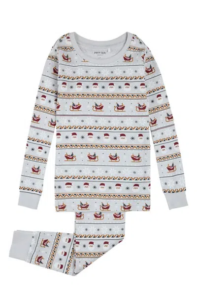 Petit Lem Kids'  Santa Fair Isle Pajamas In Gray