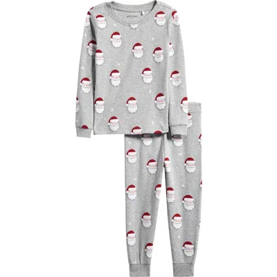 Petit Lem Babies'  Santa Print Fitted Two-piece Organic Cotton Pajamas In Multi