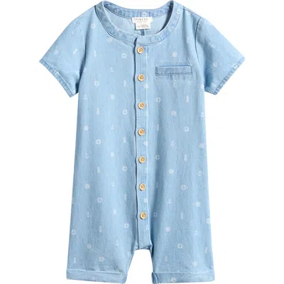 Petit Lem Babies'  Seaside Chambray Romper In Blue