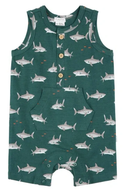 Petit Lem Babies'  Shark Print Romper In Multi
