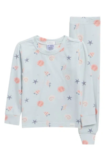Petit Lem Babies'  Shell Print Fitted Two-piece Pajamas In Blue