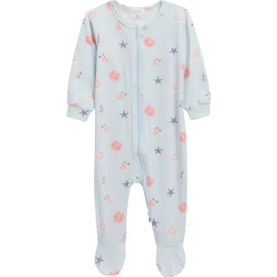 Petit Lem Babies'  Shell Print Footie In Blue