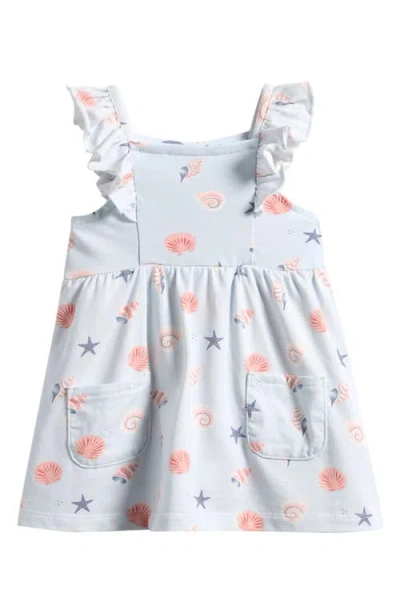 Petit Lem Babies'  Shell Print Ruffle Dress In Blue