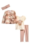 Petit Lem Stay Cozy Layette Set In Pink