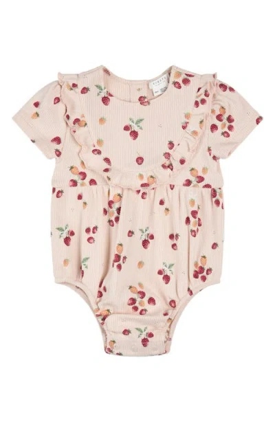 Petit Lem Babies'  Strawberry Print Bodysuit In Pink