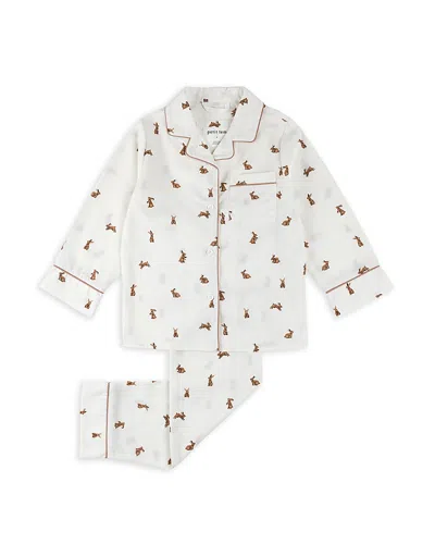 Petit Lem Unisex Hoppy Bunnies Poplin Pajama Set - Little Kid, Big Kid In Off White
