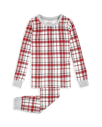 Petit Lem Unisex Plaid Long Sleeved Pajama Set - Big Kid In Red