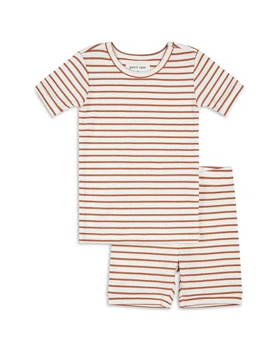 Petit Lem Unisex Striped Ribbed Pajama Set - Little Kid, Big Kid In Gold