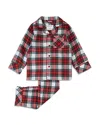 Petit Lem Unisex Tartan Plaid Flannel Button Down Top & Pants Pajama Set - Little Kid, Big Kid In Red