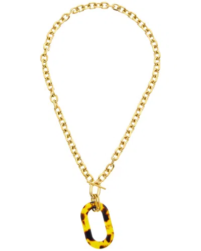 Petit Moments 18k Plated Stainless Steel Chains Toggle Necklace In Orange