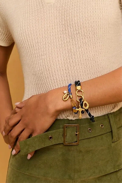 Petit Moments Adjustable Paracord Charm Bracelet In Black, Women's At Urban Outfitters In Multi