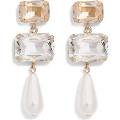 Petit Moments Alexis Faux Pearl Crystal Drop Earrings In White
