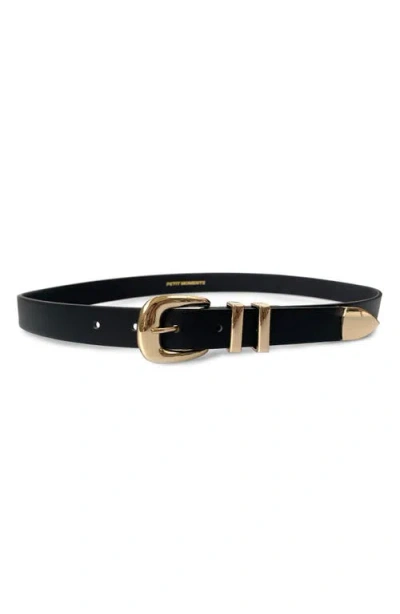 Petit Moments Atlas Faux Leather Belt In Black/gold