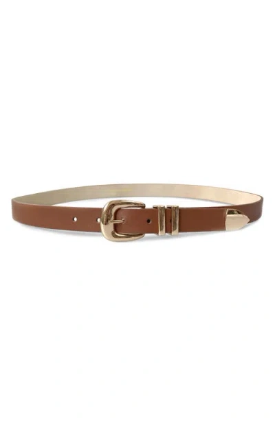 Petit Moments Atlas Faux Leather Belt In Brown/gold