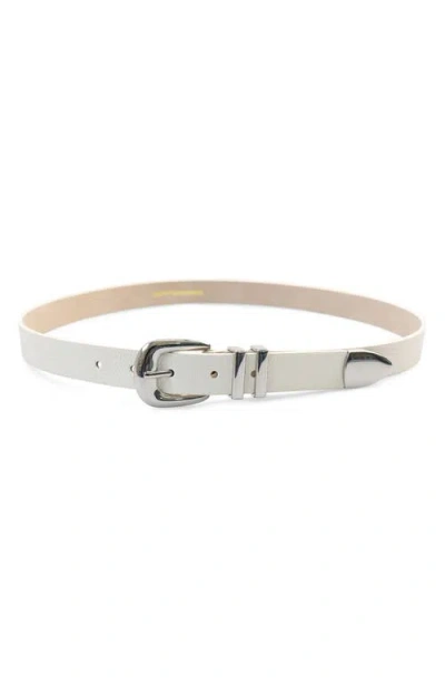Petit Moments Atlas Faux Leather Belt In White/silver