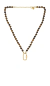 Petit Moments Beaded Carabiner Necklace In Brown