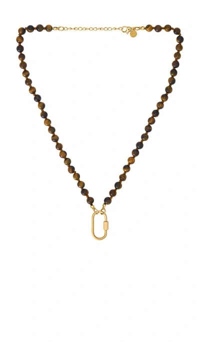 Petit Moments Beaded Carabiner Necklace In Brown