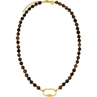 Petit Moments Beaded Carabiner Necklace In Multi