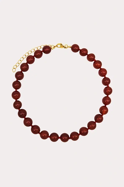Petit Moments Beaded Necklace In Red, Women's At Urban Outfitters In Brown