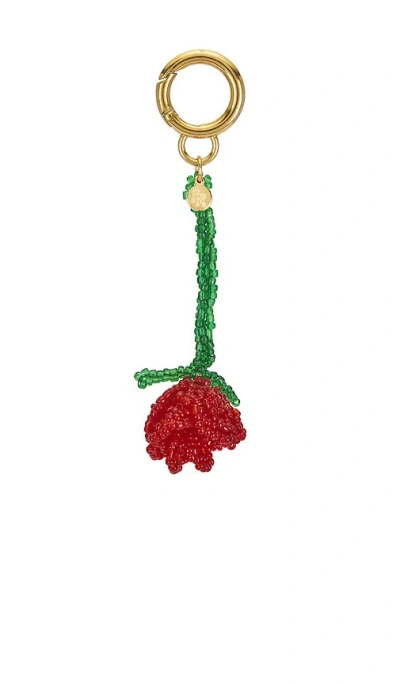 Petit Moments Beaded Rosette Keychain In Gold