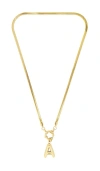 Petit Moments Bubble Initial Herringbone Necklace In Gold