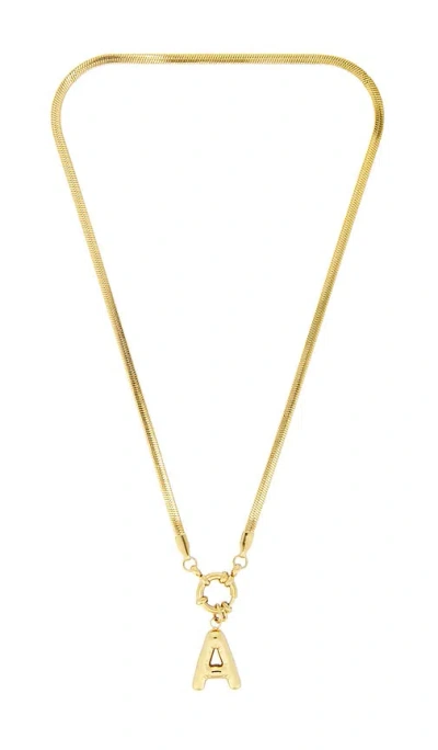 Petit Moments Bubble Initial Herringbone Necklace In Gold