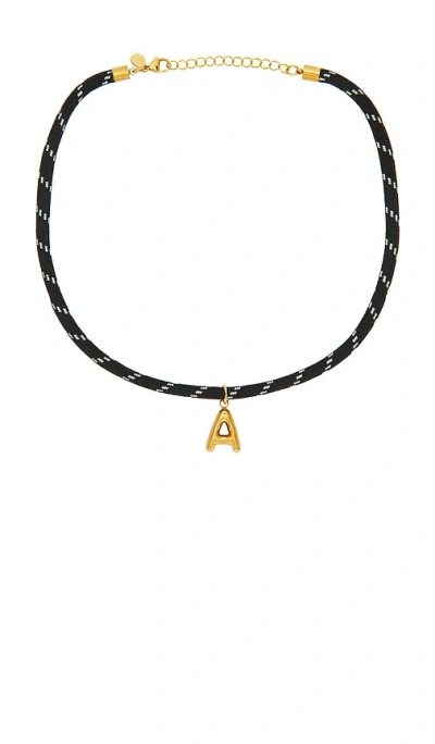 Petit Moments Bubble Initial Paracord Necklace In Black