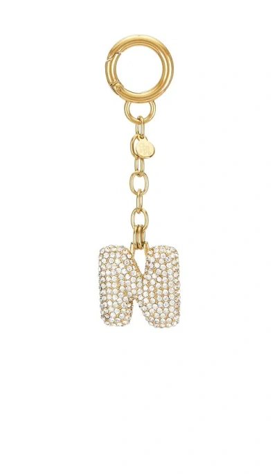 Petit Moments Bubble Initial Pave Keychain In Gold