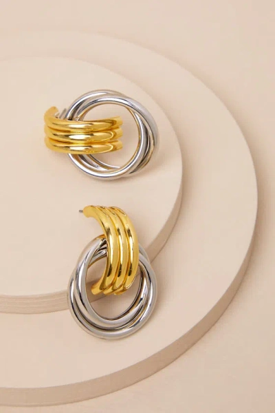 Petit Moments Cam Gold And Silver Doorknocker Earrings In Metallic
