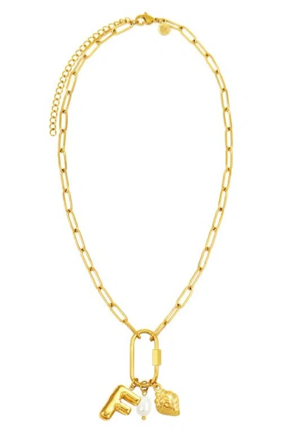 Petit Moments Carabiner Initial Necklace In Gold
