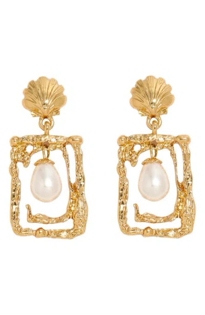 Petit Moments Castaway Faux Pearl Drop Earrings In Gold