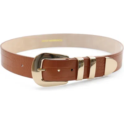 Petit Moments Cher Belt In Tan Croc/gold