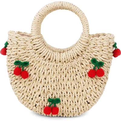 Petit Moments Cherry Straw Top Handle Bag In Neutral