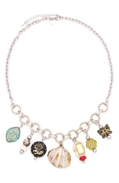 Petit Moments Crest Charm Necklace In Metallic