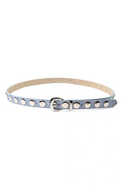 Petit Moments Disc Stud Belt In Light Denim/ Silver