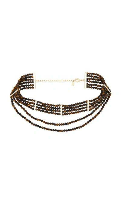 Petit Moments Drift Necklace In Tigers Eye & Gold