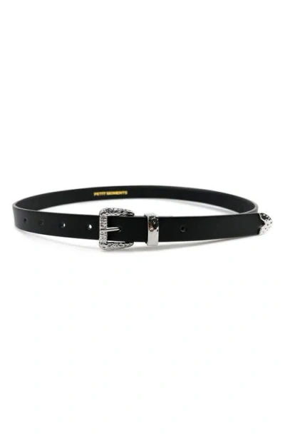 Petit Moments Ennis Faux Leather Belt In Black/silver