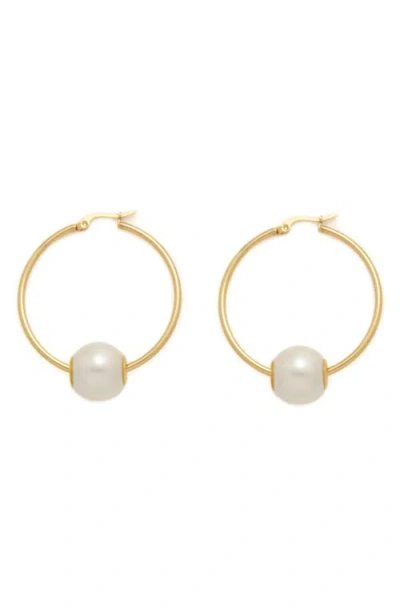 Petit Moments Freshweater Pearl Hoop Earrings In Gold