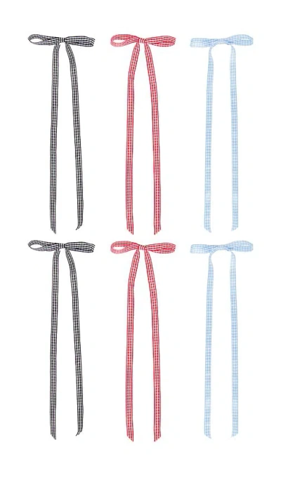 Petit Moments Gingham Hair Bows 3 Packs In Multi