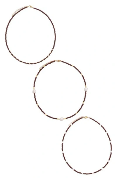 Petit Moments Gleam Set Of 3 Necklace In Brown