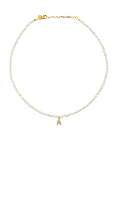 Petit Moments Initial Pearl Necklace In Metallic Gold