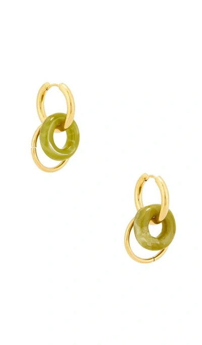 Petit Moments Jade Circle Hoop Earrings In Jade & Gold